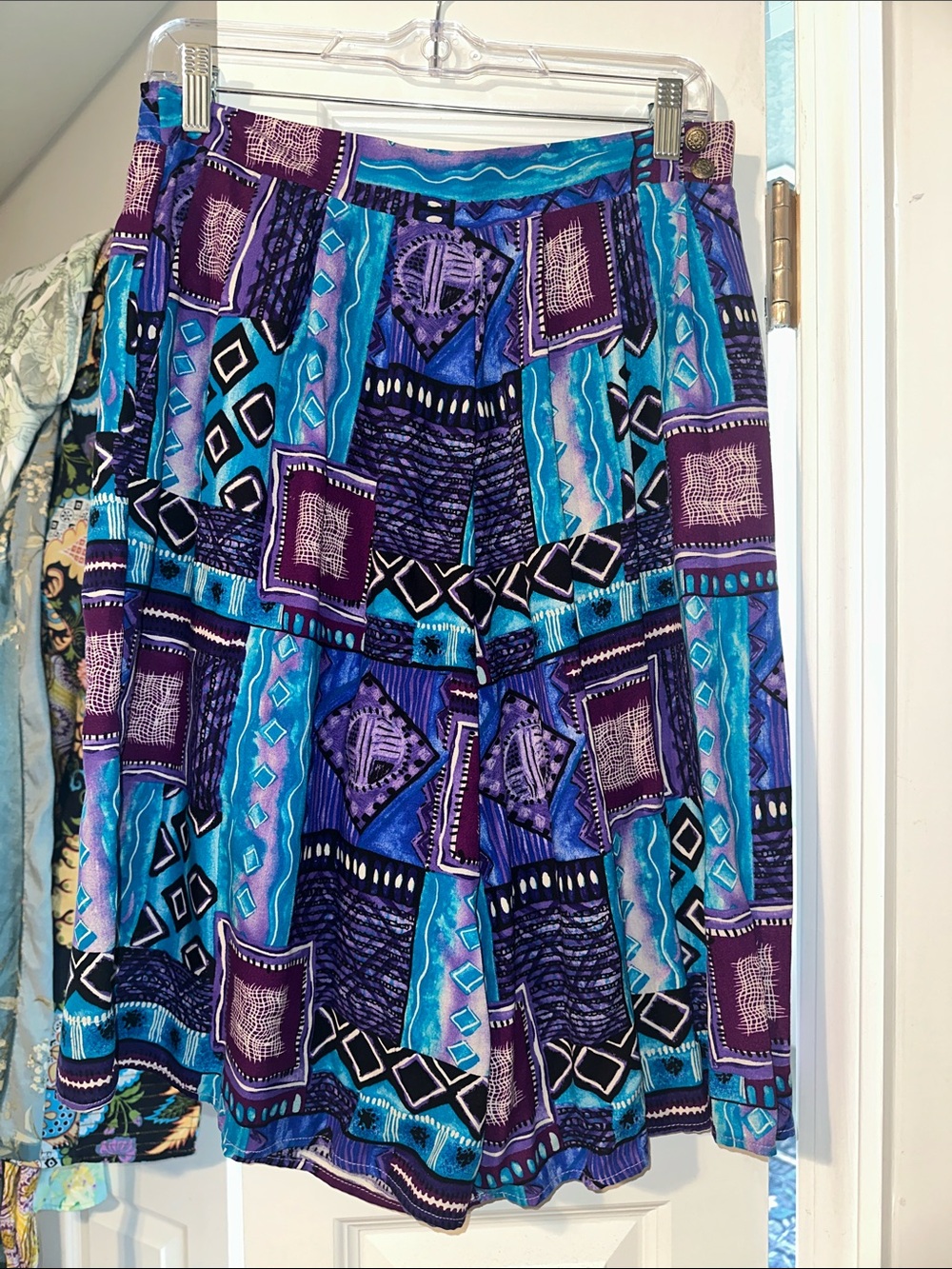 Abstract Geo Print Blue & Purple Women's Vintage Shorts